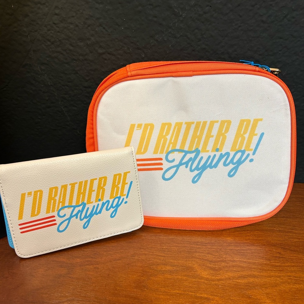 I’d  Rather Be Flying mobile tech pouch and Passport Holder Bundle NWT